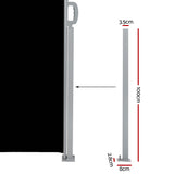 Instahut Side Awning Outdoor Blinds Sun Shade Retractable Screen 2X6M BK - Side View