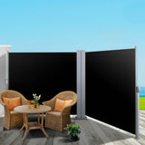 Instahut Side Awning Outdoor Blinds Sun Shade Retractable Screen 2X6M BK - Low Angle
