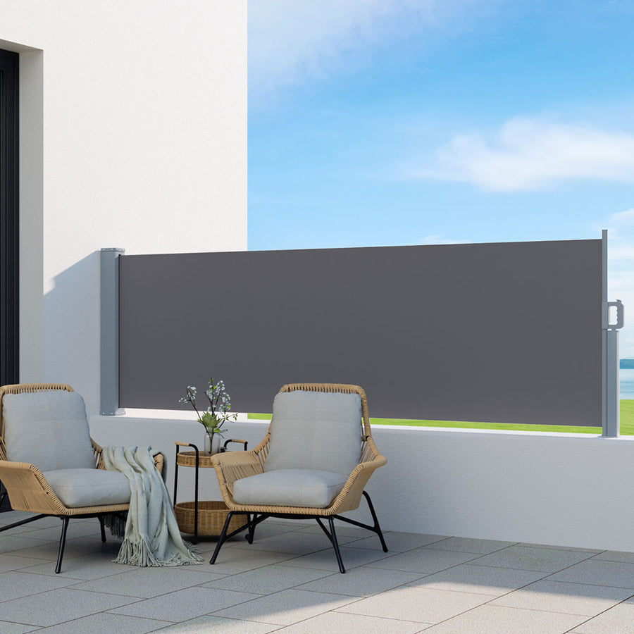 Instahut grey retractable side awning, 1m x 3m, polyester with steel frame, image 6