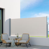 Instahut Side Awning Sun Shade Outdoor Blinds Retractable Screen 1.4X3M Cream - Rear View