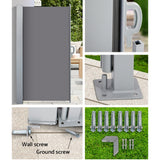 Instahut Side Awning Sun Shade Outdoor Blinds Retractable Screen 1.4X3M GR - Close-Up Angle