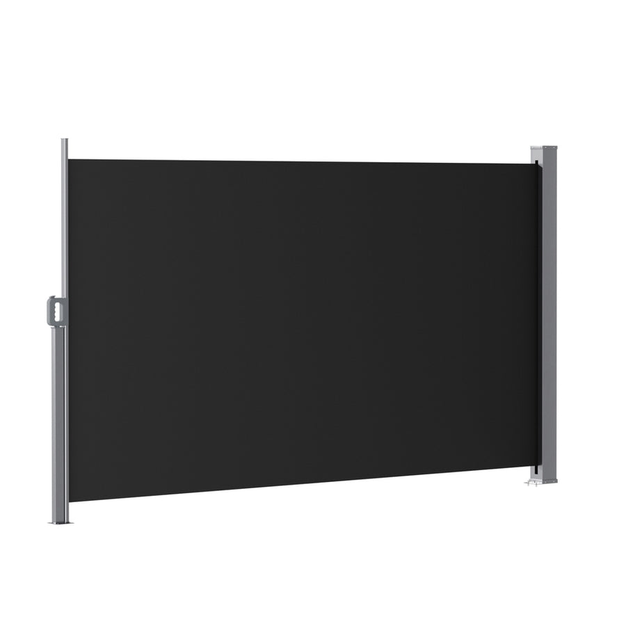 Instahut Side Awning Sun Shade Outdoor Retractable Privacy Screen 1.8X3M Black