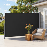 Instahut Side Awning Sun Shade Outdoor Retractable Privacy Screen 1.8X3M Black - Close-Up Angle