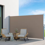 Instahut Side Awning Sun Shade Outdoor Blinds Retractable Screen 1.8X3M Brown - 45-Degree Angle