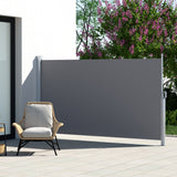 Instahut Side Awning Sun Shade Outdoor Retractable Privacy Screen 1.8X3M Grey - Close-Up Angle