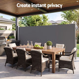 Instahut 1.8X3.5M Side Awning Retractable Privacy Screen Outdoor Sun Shade Grey - Top-Down View