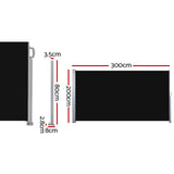 Instahut Side Awning Sun Shade Outdoor Retractable Privacy Screen 2X3M Black - Front View