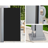 Instahut Side Awning Sun Shade Outdoor Retractable Privacy Screen 2X3M Black - 45-Degree Angle
