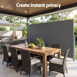 Instahut 2X3.5M Side Awning Retractable Privacy Screen Outdoor Sun Shade Grey - Top-Down View