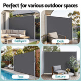 Instahut 2X3.5M Side Awning Retractable Privacy Screen Outdoor Sun Shade Grey - 45-Degree Angle
