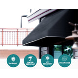Instahut Window Door Awning 1.2mx0.6mx0.6m Black Polyester Fabric Steel Frame - Top-Down View