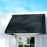 Instahut Window Door Awning 1.2mx0.6mx0.6m Black Polyester Fabric Steel Frame - Close-Up Angle