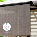 Instahut 2.1X2.5M Outdoor Blinds Awning Roll Down Retractable Knit Fabric Outdoor Blinds Window Shade Brown - Top-Down View