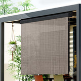 Instahut 2.1X2.5M Outdoor Blinds Awning Roll Down Retractable Knit Fabric Outdoor Blinds Window Shade Brown - Rear View