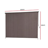 Instahut 3X2.5M Outdoor Blinds Awning Roll Down Retractable Knit Fabric Outdoor Blinds Window Shade Brown - Side View