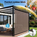 Instahut 3X2.5M Outdoor Blinds Awning Roll Down Retractable Knit Fabric Outdoor Blinds Window Shade Brown - 45-Degree Angle