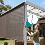 Instahut 3X2.5M Outdoor Blinds Awning Roll Down Retractable Knit Fabric Outdoor Blinds Window Shade Brown - Close-Up Angle