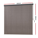 Instahut 3X2.5M Outdoor Blinds Awning Roll Down Retractable Knit Fabric Outdoor Blinds Window Shade Brown - Front View