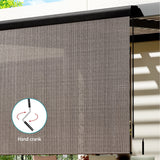 Instahut 3X2.5M Outdoor Blinds Awning Roll Down Retractable Knit Fabric Outdoor Blinds Window Shade Brown - Top-Down View