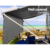 Caravan Privacy Screen Roll Out Awning 4.3X1.95M End Wall Side Sun Shade Grey - Top-Down View
