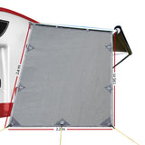 Caravan Privacy Screen Roll Out Awning 1.95 x 2.2M Sun Shade End Wall Side Grey - Front View