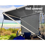 Caravan Privacy Screen Roll Out Awning 1.95 x 2.2M Sun Shade End Wall Side Grey - Top-Down View
