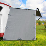 Caravan Privacy Screen Roll Out Awning 1.95 x 2.2M Sun Shade End Wall Side Grey - Close-Up Angle