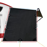 Caravan Privacy Screen Roll Out Awning 1.95x2.2M Sun Shade End Wall Side Black - Side View