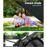 Caravan Privacy Screen Roll Out Awning 1.95x2.2M Sun Shade End Wall Side Black - Rear View