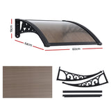 Instahut Window Awning Drainage 0.6mx0.6m Outdoor Brown - Front View