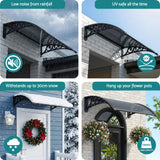 Instahut Window Awning Drainage 0.6mx0.6m Outdoor Grey - Low Angle