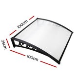Instahut Window Door Awning 1mx1m Transparent Panel - Front View