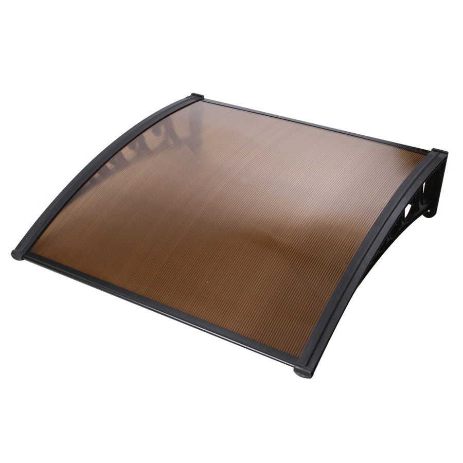 Instahut 1m x 1m window and door awning, brown panel with black brackets, image 8