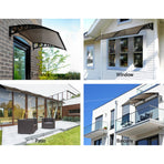 Instahut 1m x 1m window and door awning, brown panel with black brackets, aluminium support bars