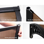 Instahut 1m x 1m window and door awning, brown panel with black brackets, image 6