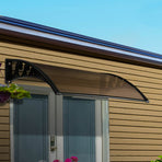 Instahut 1m x 1m window and door awning, brown panel with black brackets