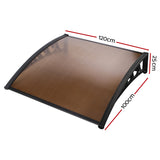 Instahut Window Door Awning 1mx1.2m Brown - Front View