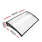 Instahut Window Door Awning 1mx1.5m Transparent - Front View