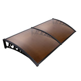 Instahut Window Awning Door Canopy 1m x 2m Brown - Close-Up Angle