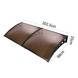 Instahut Window Awning Door Canopy 1m x 2m Brown - Front View