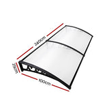 Instahut Window Door Awning 1mx2.4m Transparent - Front View