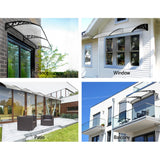 Instahut Window Door Awning 1mx2.4m Transparent - Side View
