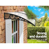 Instahut Window Door Awning 1mx2.4m Transparent - Top-Down View