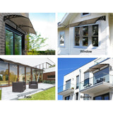Instahut Window Door Awning 1mx2.4m Brown Hollow Sheet Plastic Frame - Top-Down View