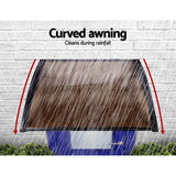 Instahut Window Door Awning 1mx2.4m Brown Hollow Sheet Plastic Frame - 45-Degree Angle