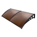 Instahut Window Door Awning 1mx2.4m Brown Hollow Sheet Plastic Frame - Close-Up Angle