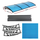 Instahut Window Door Awning 1mx3m Blue - Front View