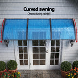 Instahut Window Door Awning 1mx3m Blue - Rear View