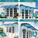 Instahut Window Door Awning 1mx3m Blue - Close-Up Angle