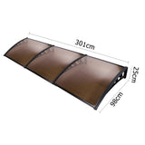 Instahut Window Door Awning 1mx3m Brown - Front View